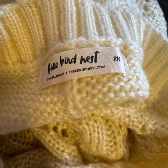 3BN Golden Hour Bubble Sleeve Sweater Dress Medium Ivory - Picture 5 of 6